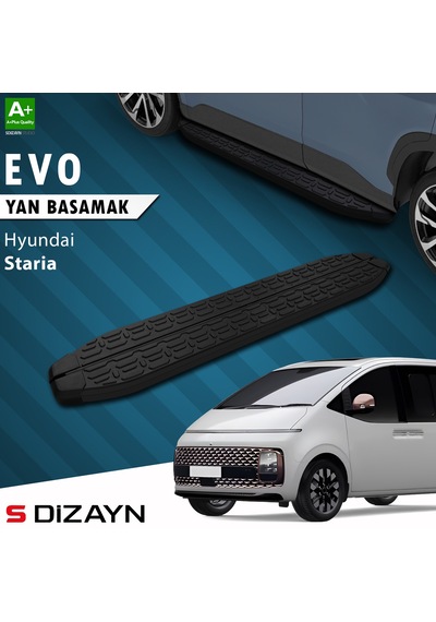 S-dizayn Hyundai Staria Evo Siyah Yan Basamak 233 Cm 2021 Üzeri A+ Kalite