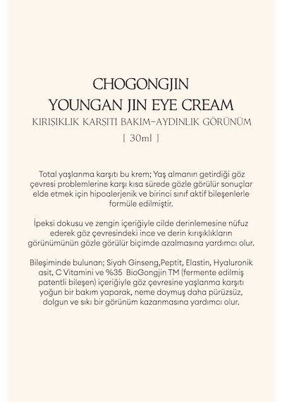 Missha Chogongjin Youngan  ve   Bakım Sunan Göz Kremi 30 ML