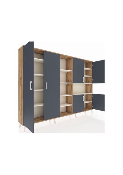 Arges Dolap 13 Raflı 6 Kapaklı 220x30x163 Çam-antrasit/aytaşı Antrasıt/aytası - Atlas Çam Arges Dolap 13 Raflı 6 Kapaklı 220x30x163 Çam-antrasit/aytaşı Antrasıt/aytası - Atlas Çam