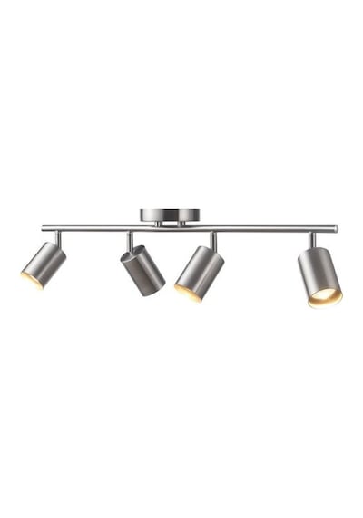 Rsylight Retro İnox Kaplama 180 Derece Hareketli Modern Spor 4 Lü Led Spot Avize Beyaz Ampullü Gümüş
