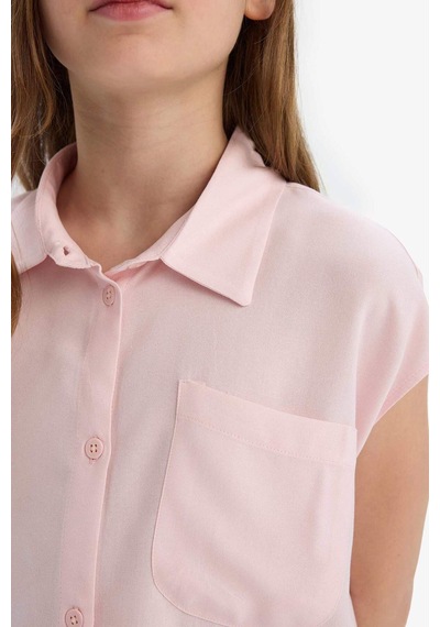 DeFacto Kız Çocuk Cropped Fit Pamuklu Kısa Kollu Gömlek D7644A825SMPN638