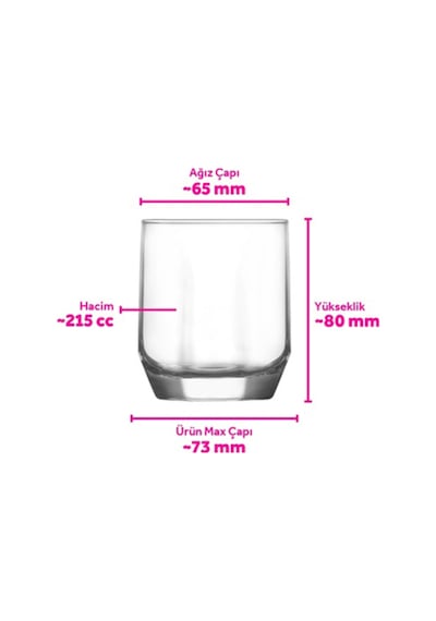 Lav Diamond Cam Su Bardağı 6'lı 215 ml (Tatlı Servisi )