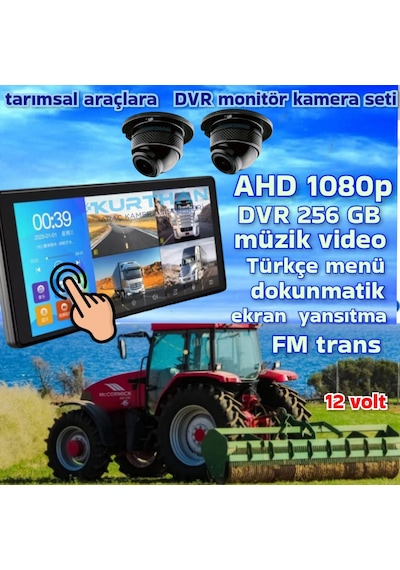 2 Adet 1080p Ahd 150'' Ultra Mini Metal Kasa Kamera 10.36'' Dokunmatik Dvr Ekran 12 V
