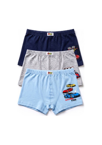 Öts Erkek Çocuk 3 Lü Pamuklu Boxer Baskılı Premium Günlük Kullanım 7398-3 Renkli