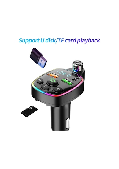 Bluetooth 5.0 Fm Transmitter Çift Usb 3.1a Pd Hızlı Şarj
