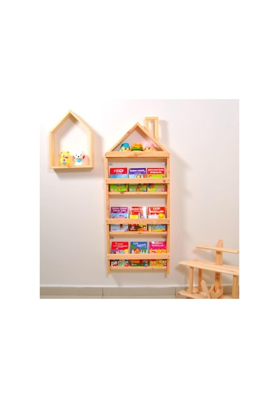 Markaawm Çocuk Odası Eğitici Montessori Mobilya Kitaplık Raf Duvar Rafı 4 Çok Renkli
