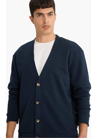 Defacto Regular Fit V Yaka Pike Düğmeli Hırka F2073ax25aunv64 Lacivert