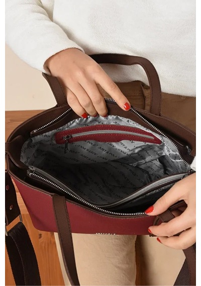 Just Polo Orijinal Kadın Yeni Sezon Büyük Boy El Ve Omuz Çantası Yeni Sezon Shopperboy 24 En 33 Cm Bordo