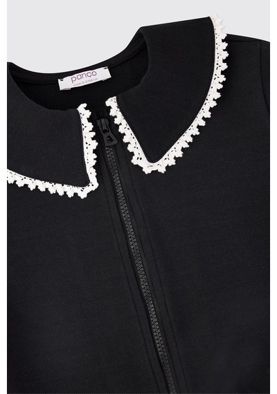 Panço Kız Bebek Fermuarlı Sweatshirt Ve Beli Lastikli 2'li Lacivert Eşofman Takımı 2621gb17002