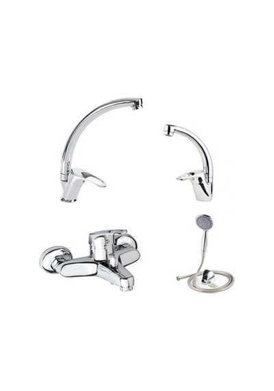 Kapa Lavabo-mutfak-banyo Bataryası Musluğu + Duş Seti 4'lü Çok Renkli