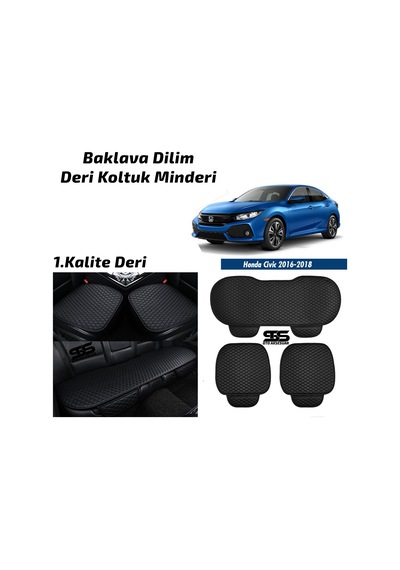 Honda Civic Fc5 2016-2020 Siyah Deri Oto Koltuk Minderleri