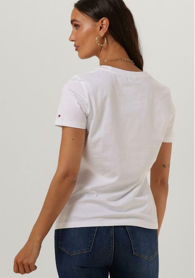 Tommy Hilfiger Tommyhilfiger Yazı Logo Nakışlı Pamuklu Kadın T-shirt Beyaz