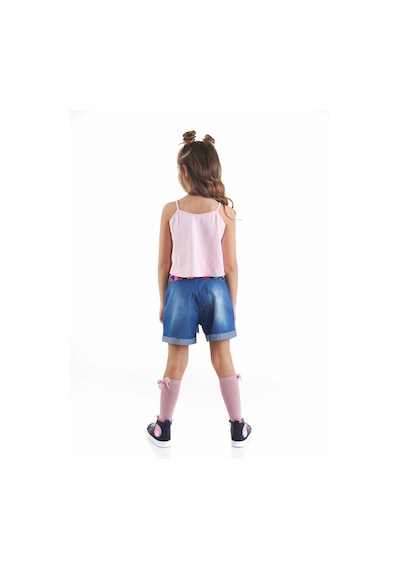 Denokids Mshb&g Çiçek Bahçesi Kız Çocuk T-shirt Denim Şort Takım Çok Renkli