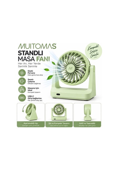 Muıtomas Standlı Masa Fanı Yeşil