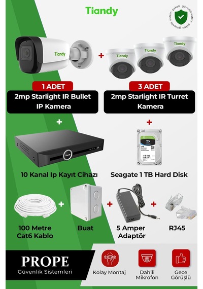 Tiandy 4 Kameralı Full Sistem Paketi