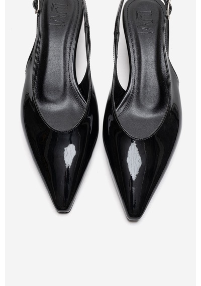 Luvishoes Rosella Siyah Rugan Mini Dolgu Kadın Topuklu Ayakkabı