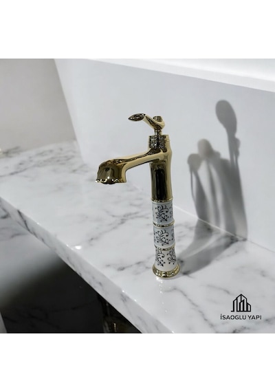 İsaoğlu Yapı Gold Çanak Lavabo Bataryası Vintage Çanak Armatür Gold Batarya Gold
