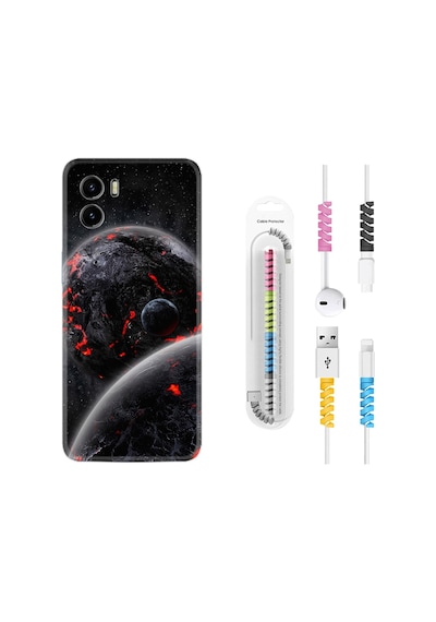 Vivo Y15S Kılıf Kablo Koruyuculu Dark World 1867