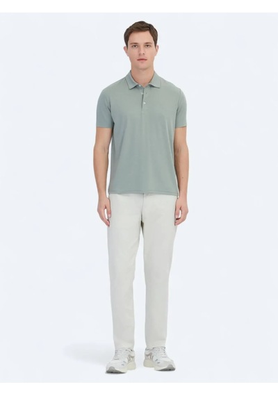 Kip Haki Düz Çevre Dostu Polo Yaka T-shirt Haki