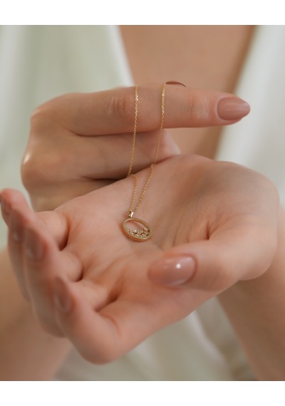 Debora Jewelry 14 Ayar Altın Zirkon Taşlı Modern Kolye