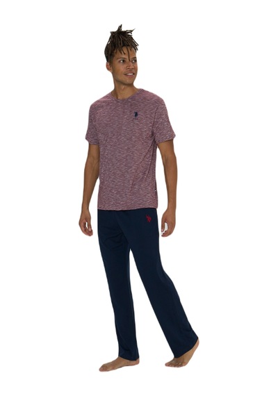U.s. Polo Assn. Erkek Bordo Flamlı Yuvarlak Yaka Pijama Takımı Kırmızı