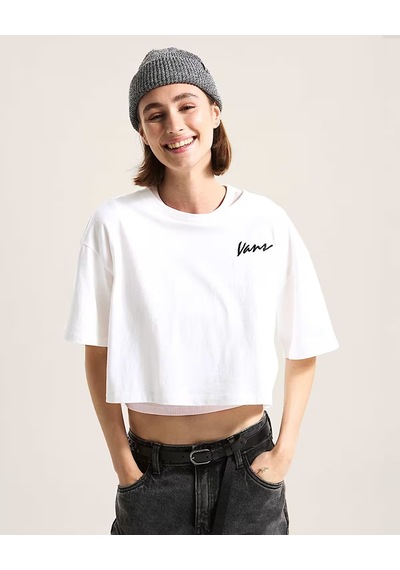 Vans Classic Script Kadın Beyaz T-shirt - Vn000qdf