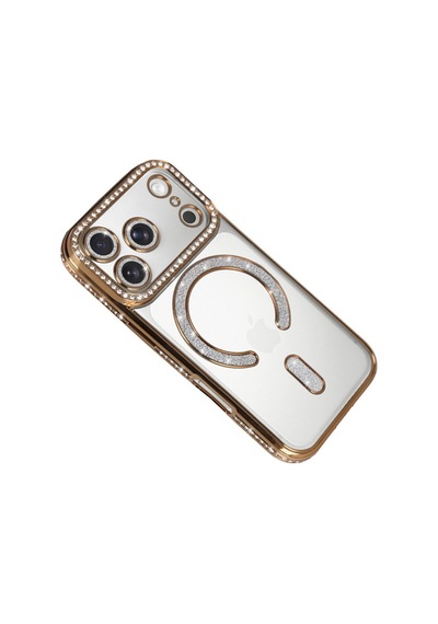 Apple Uyumlu   iPhone 17 Pro Max Joke Simli Magneticsafe Kılıf - Gold