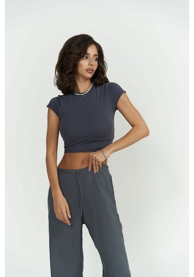 1601 - Mai Collection Toppin Antrasit Penye Crop