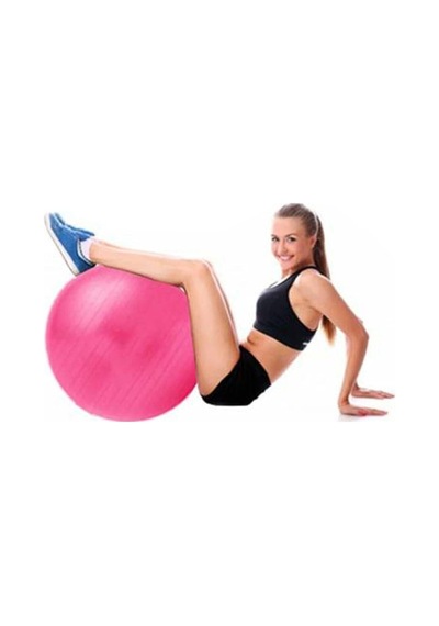 Ayla Stand 65 Cm Fitilli Pilates Topu, Pompa Seti, Pembe, Yoga Denge Egzersiz