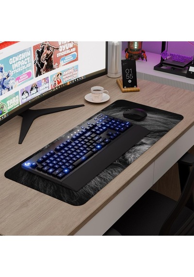 Aslan Oyuncu Gaming Mouse Pad Kauçuk Kaymaz Taban Mousepad V4, 70x30 Xl
