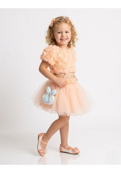 Cocosiss Kız Bebek Çantalı Rose Crop Takım Ccs-2642 Somon