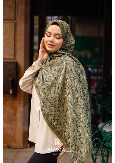 Mimiyum Benekli Desen Soft Şal Haki