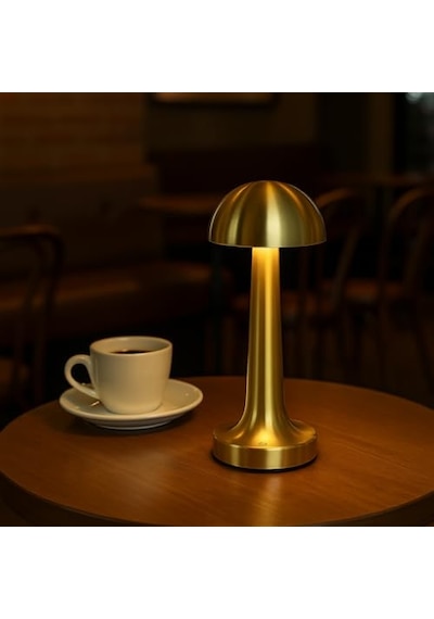 Elektrikurunleri Dekoratif Masa Lambası Dimmerli Şarjlı Lizbon Gold Cafe Restoran Masa Lambası 3 Renk Işık Modu Diğer