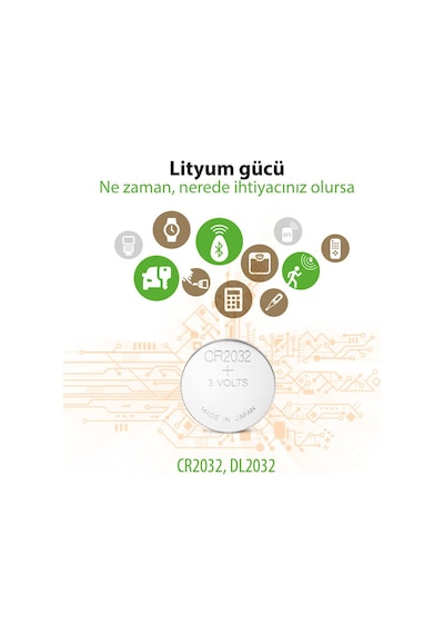 PİL 2032 LİTYUM PARA PİL GP CR2032 (BEŞLİ PAKET)
