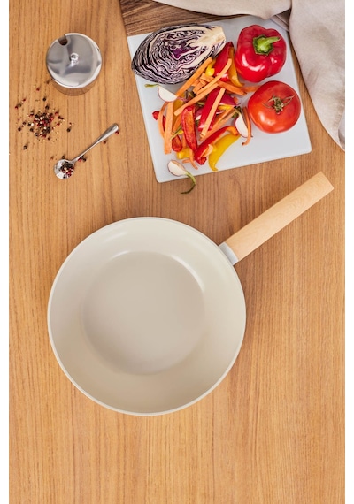 Karaca x Refika Swiss Crystal Almond Cream 28 Cm Wok Tava Ind