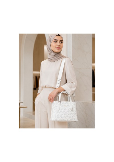 Just Polo Kadın Orta Boy Premium Deri Ayarlanabilir Askılı 3 Bölmeli Şık El & Omuz Çantası Shoulder Bag Beyaz