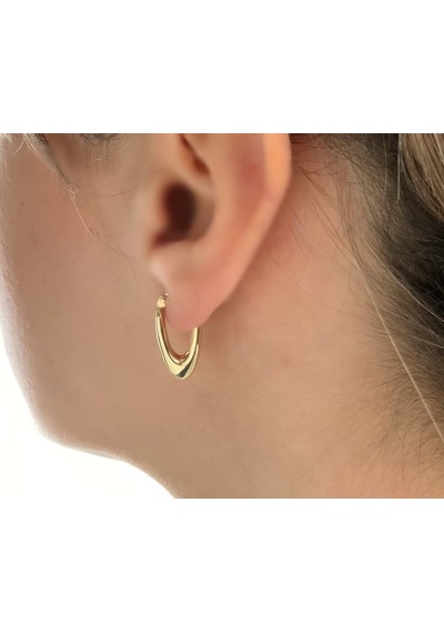 Sembol Gold Altın Küpe 14K 585 Parlak Damla Tasarım 2.0 Cm Zarif Küpe
