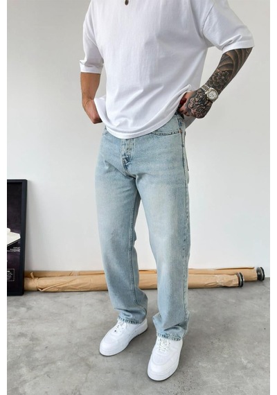 Eskitme Buz Mavi Soft Degrade Baggy Pantolon