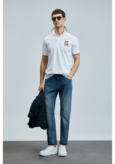 Lufian Erkek Sansa Smart Polo T-shirt 111040218 Beyaz Beyaz