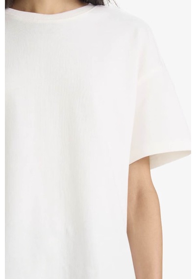 Defacto Oversıze Ekru Kadın T-shirt E4935ax/wt32 Ekru