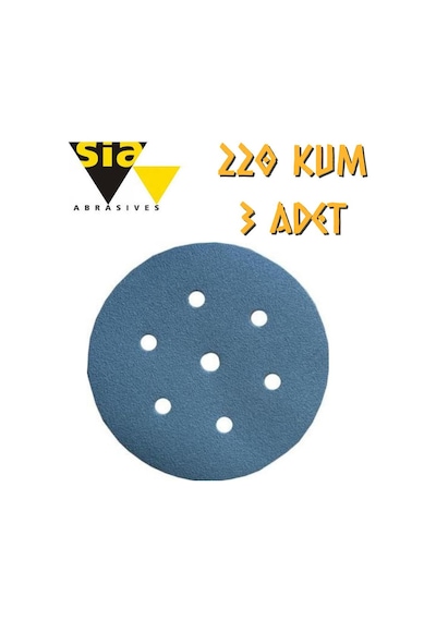 Sia 1949 Hookit 7 Delikli Cırt Zımpara 150 Mm - P220 Kum - 3 Adet