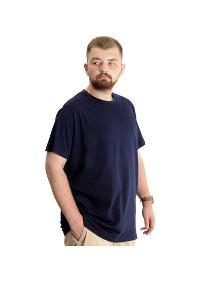 Mode Xl Büyük Beden Erkek Tshirt Bisiklet Yaka Basic 20031 Lacivert 001