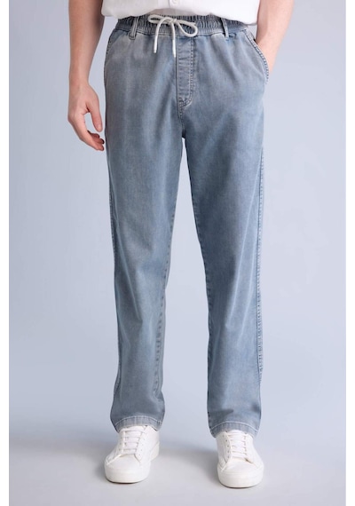 Defacto Yumuşak Dokulu Beli Lastikli Wıde Leg Pantolon H6704ax26smnm84 İndigo-nm84