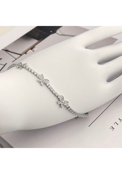 Su Yolu Bileklik Kelebek Model 316l Paslanmaz Çelik Silver 17+2 Cm Gümüş