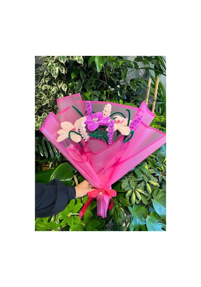 Şönil Lilyum Buketi El Yapımı Şıklık Pembe - 870245051 Pembe