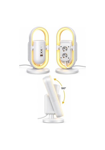 Exenar - Beyaz - Masaüstü Priz Ve Şarj İstasyonu 20w Type-c Pd 18w Usb Hızlı Şarj Led Lamba Çoklu Priz Ünitesi 1.9m 1.9 M Exenar - Beyaz - Masaüstü Priz Ve Şarj İstasyonu 20w Type-c Pd 18w Usb Hızlı Şarj Led Lamba Çoklu Priz Ünitesi 1.9m 1.9 M