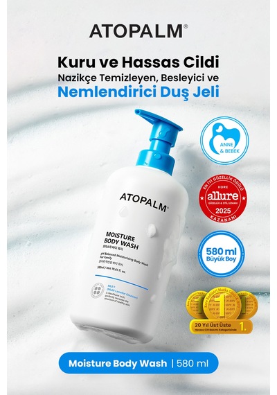 Kuru & Hassas Cilt İçin Besleyici & Nemlendirici Nazik Duş Jeli Atopalm Moisture Body Wash Beyaz Sabun
