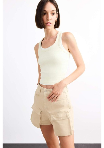 Defacto Cepli Jean Şort G0466ax25smer105 Ekru
