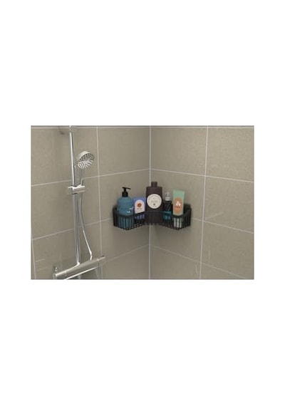 Banyor Köşe Yapışkanlı Banyo Rafı, Köşe Banyo Düzenleyici, Duş Rafı Organizer Şampuanlık, Plastik Siyah Diğer