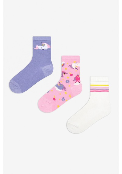 Penti Kız Çocuk Mavi Unicorn 3lü Çok Renkli Soket Çorap